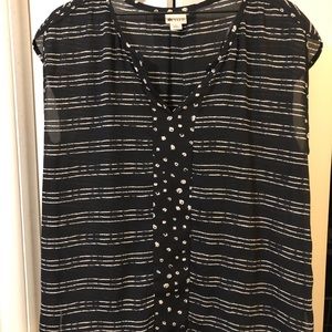 Navy polka dot and stripe tank